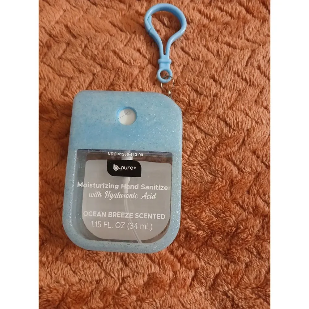 B.Pure Hand Sanitizer Lot of 4 1.15 oz + 2 Clip Holders Assorted